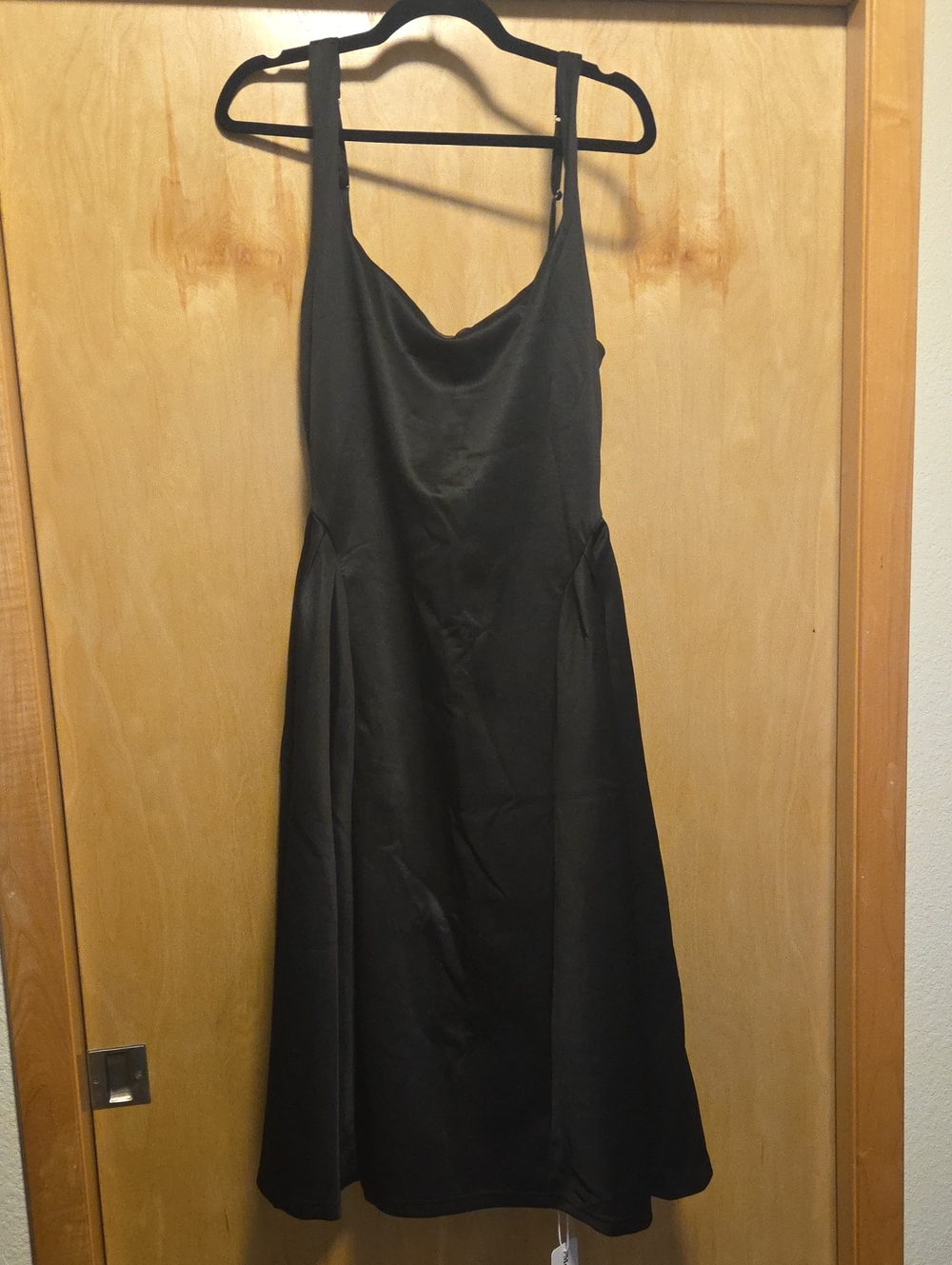 Black Cowl Neck Midi Slip Dress